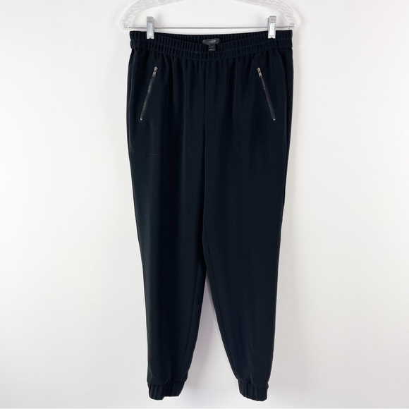 J. Crew Women's Black Pull On Jogger Pants With Zippers Scrunched Bottom Size 4 - Picture 1 of 5